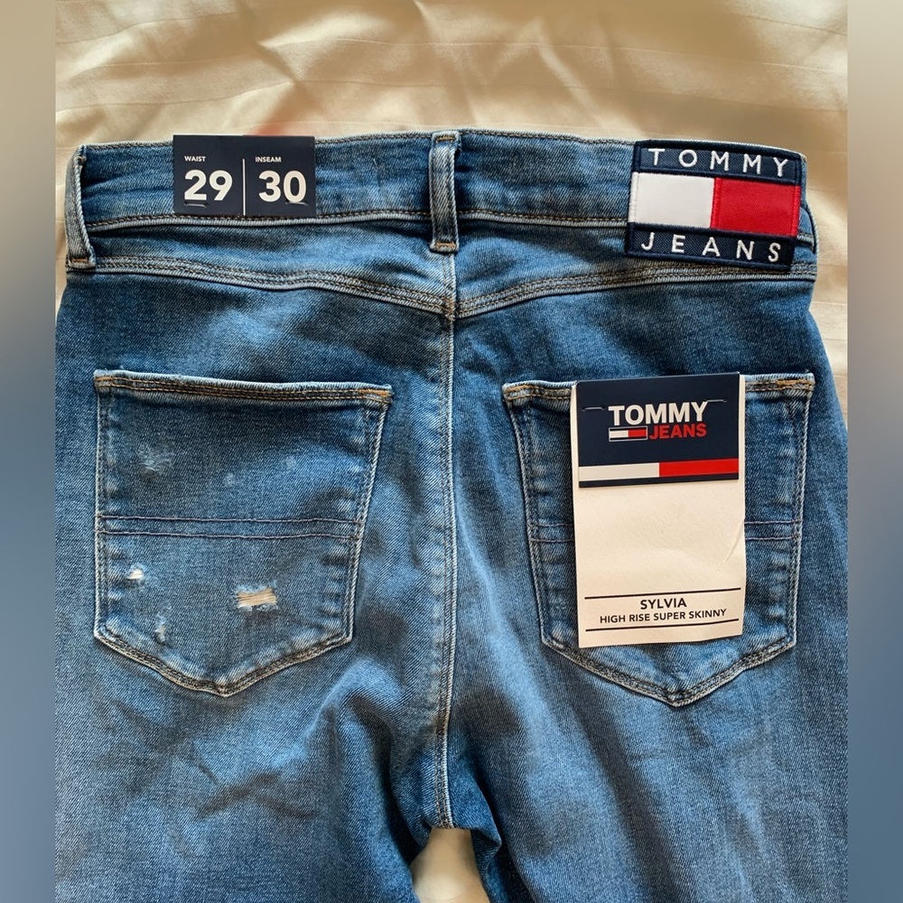 Tommy Jeans Sylvia High Rise Super Skinny Blue Denim Womens 29X30 - Picture 7 of 7